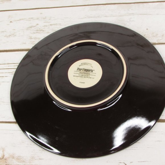 Pier 1 Red Reactive Floral Brown Speckled 8.25" Salad Dessert Plate Stoneware - Picture 7 of 7